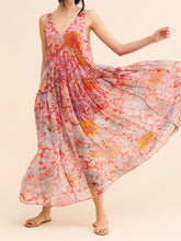 Printed V-Neck Sleeveless Dress OutfitFlow